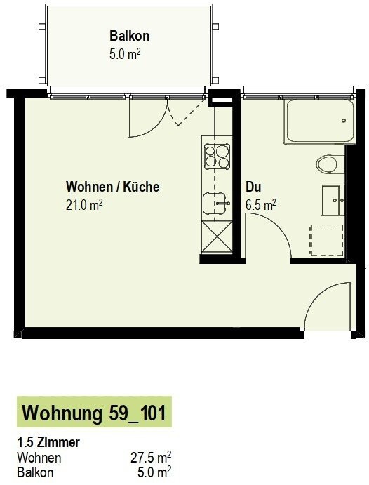 Appartement de 1 ½ pièces, photo 5 sur 6