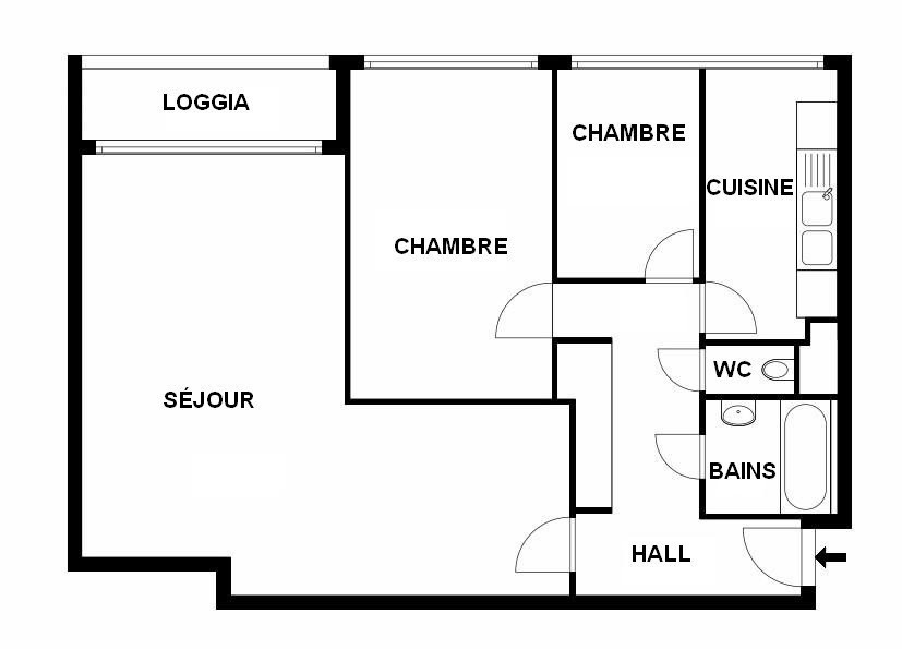 3 rooms apartment, photo 2 sur 6