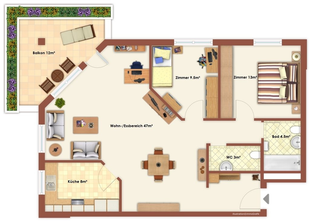 3 ½ pièces appartement, photo 7 sur 9