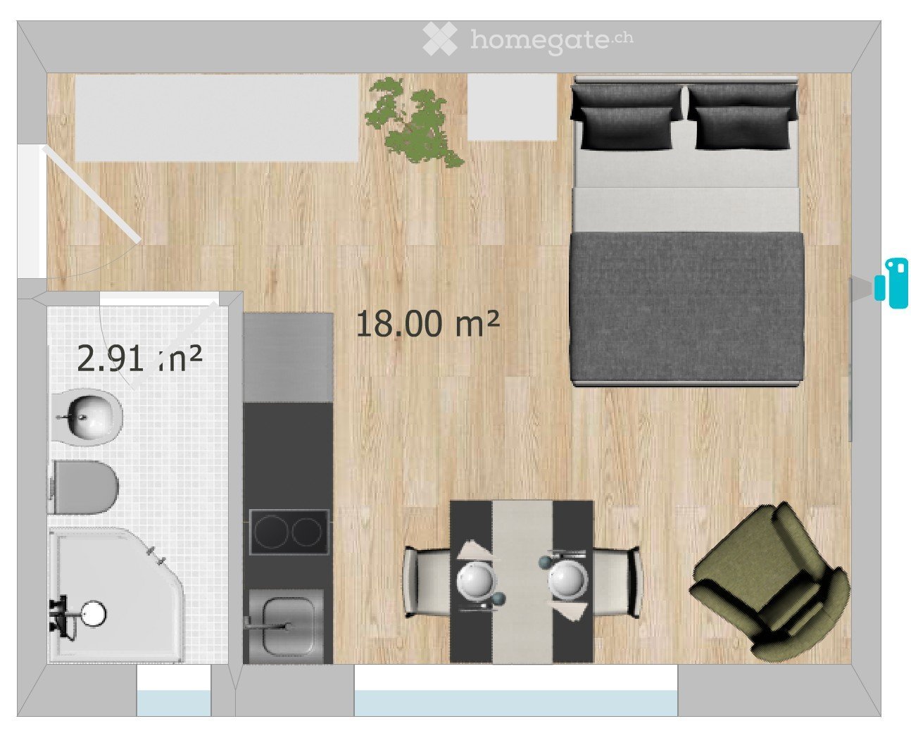 1 room apartment