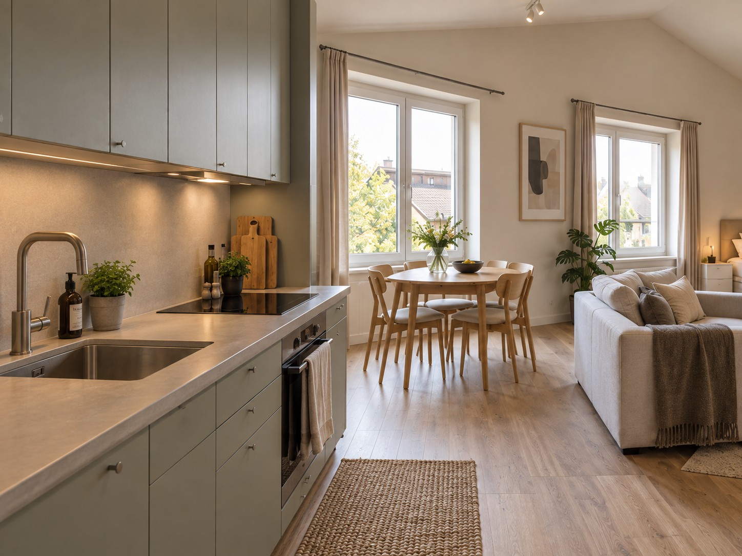 Loft fraîchement meublé d'environ 42 m² pour tous ceux qui souhaitent s'installer sans complications et se sentir immédiatement chez eux.

Idéal pour les actifs, les travailleurs de semaine ou les couples qui recherchent leur propre appartement et ne souhaitent pas conclure de contrats supplémentair, photo 3 sur 6