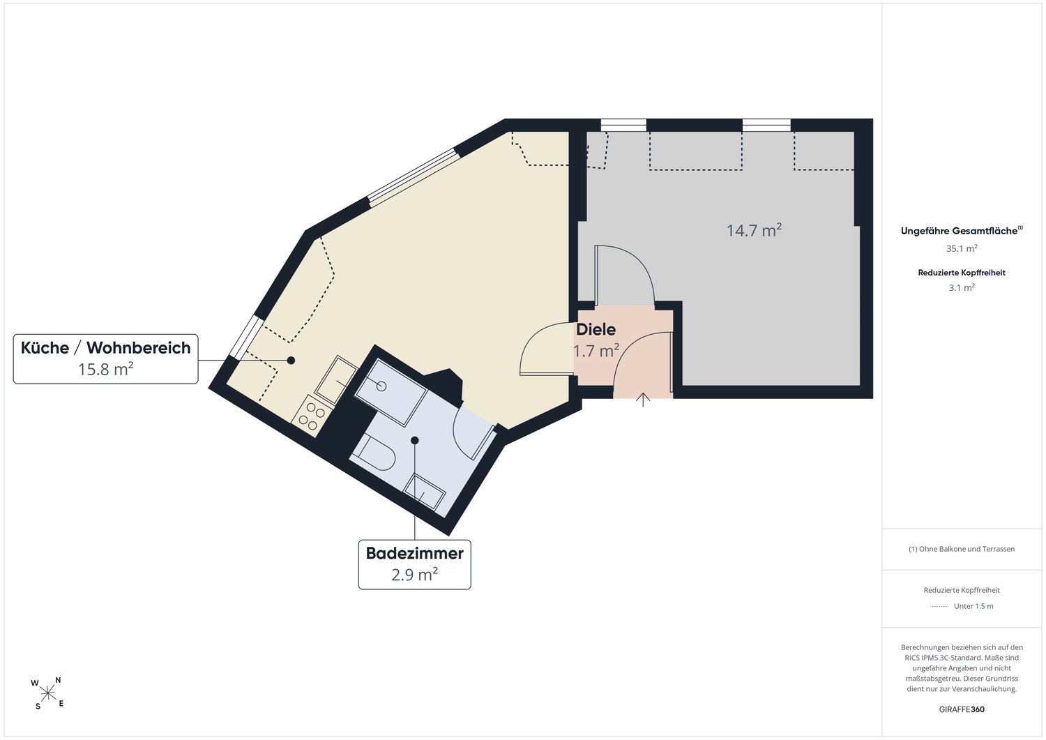 Appartement de 2 pièces sous les combles, photo 9 sur 10
