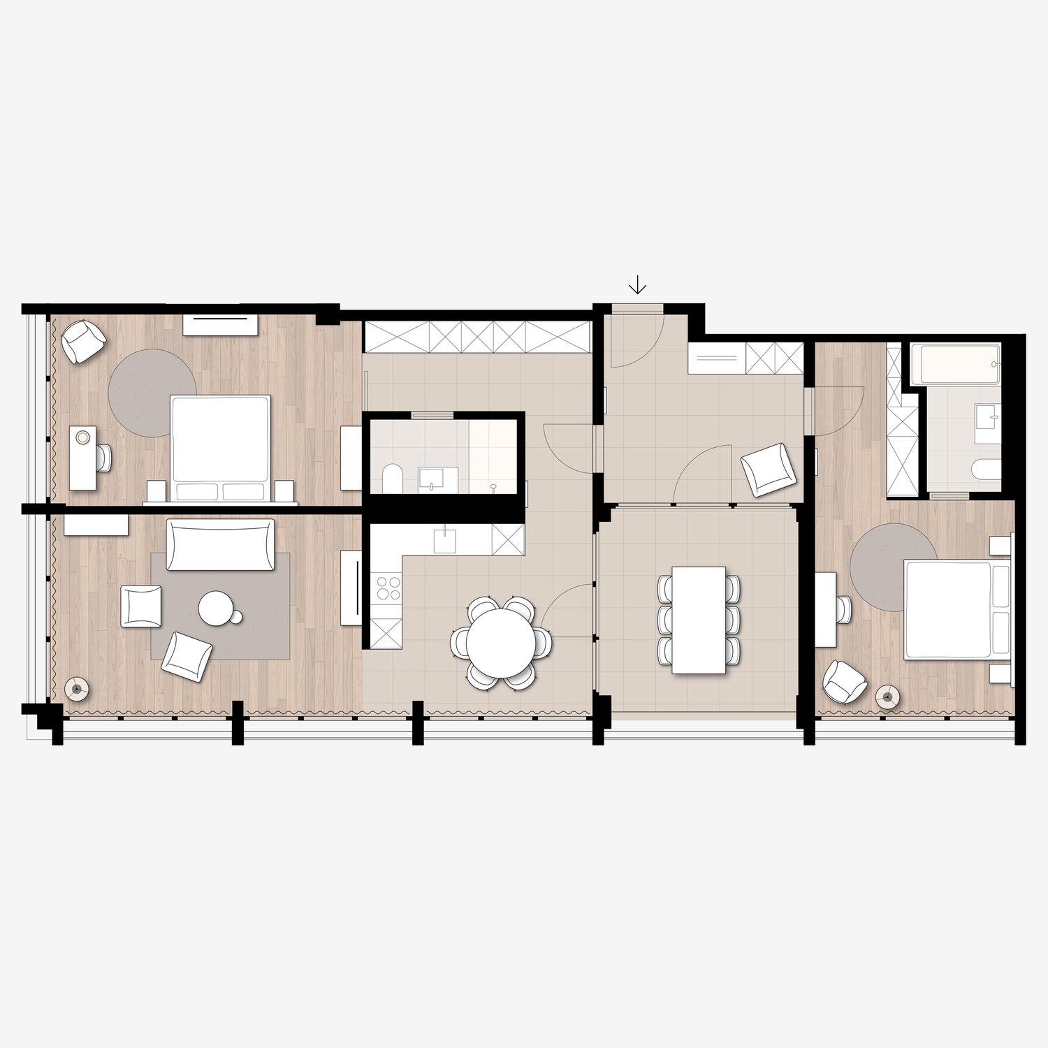 Appartement meublé de 3 ½ pièces