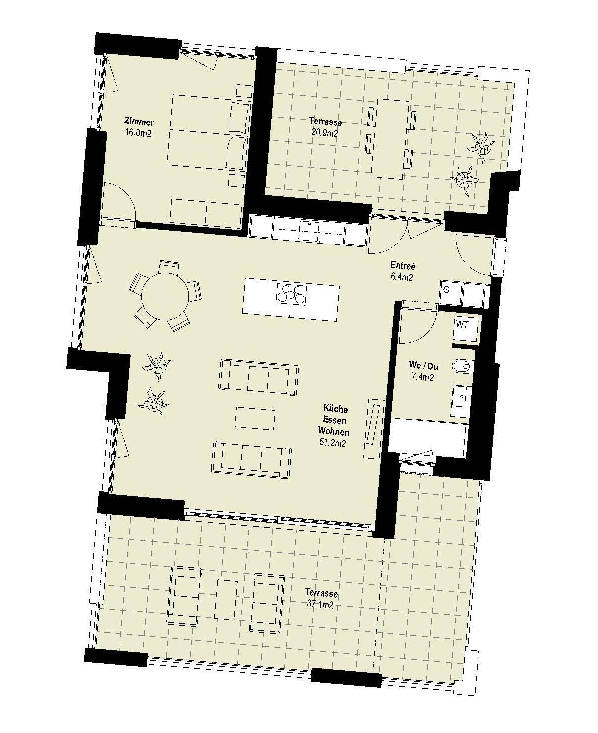 2 ½ pièces appartement mansardé