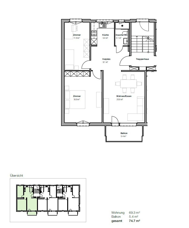 Appartement de 3 ½ pièces