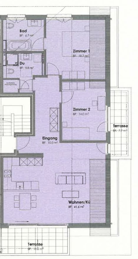 Appartement mansardé de 3 ½ pièces