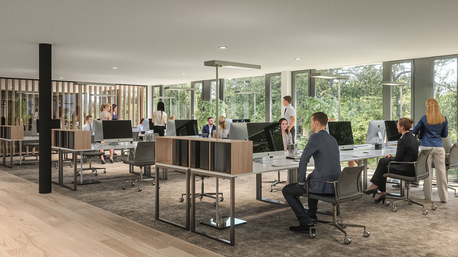 1750m² office

Office surfaces for rent in a new building in the Nations district.

Entrance with modern reception area
Access control
Bright offices with unobstructed views
Full-height glazing
Elevators
Possibility to install a cafeteria per floor
Modulable surfaces usable as open spaces or partiti