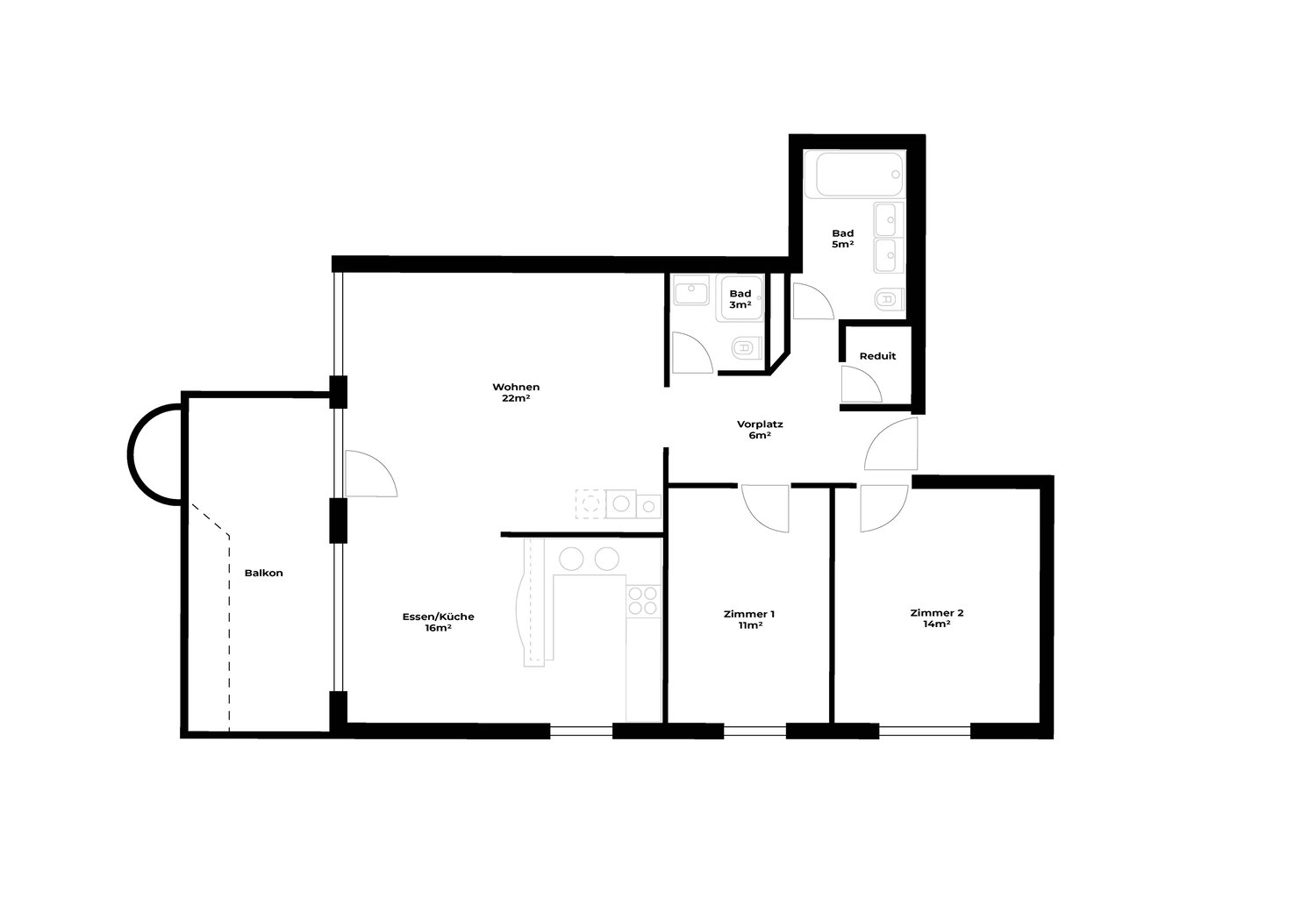 Appartement meublé de 3 ½ pièces