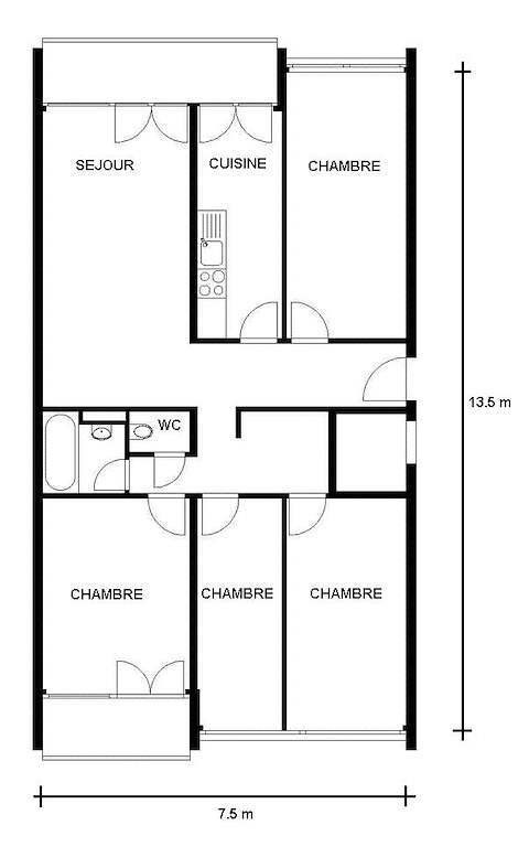 6 rooms apartment, photo 1 sur 2