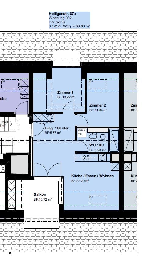 Appartement de 3 ½ pièces en attique