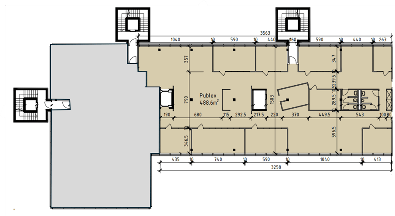 490m² office