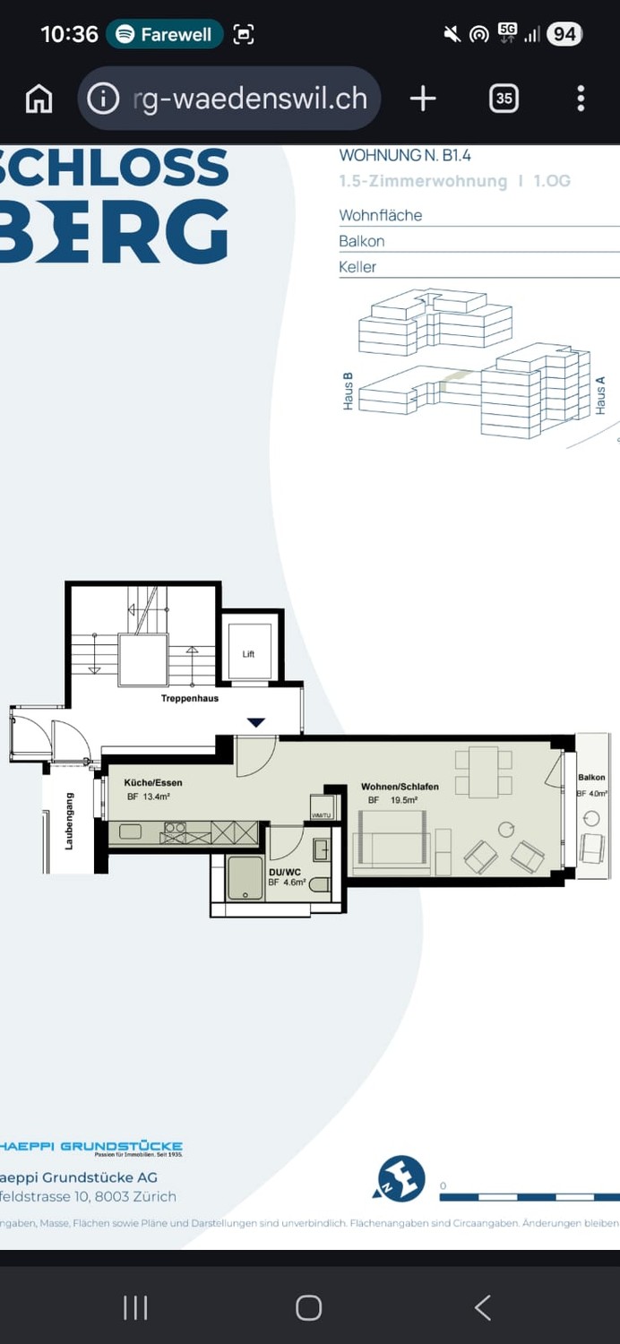Appartement de 1 ½ pièces, photo 1 sur 8