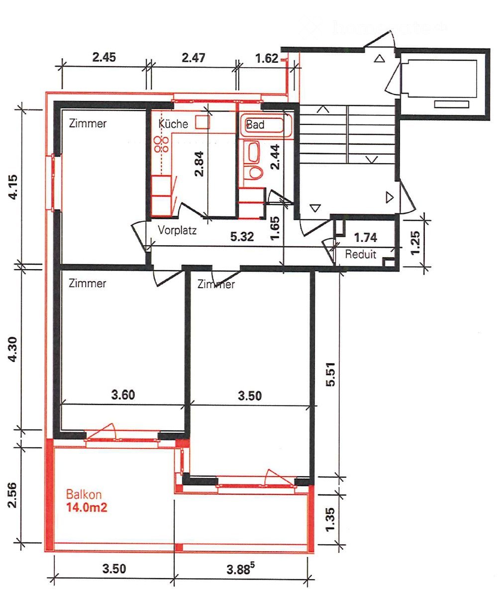 Appartement de 3 pièces, photo 1 sur 5