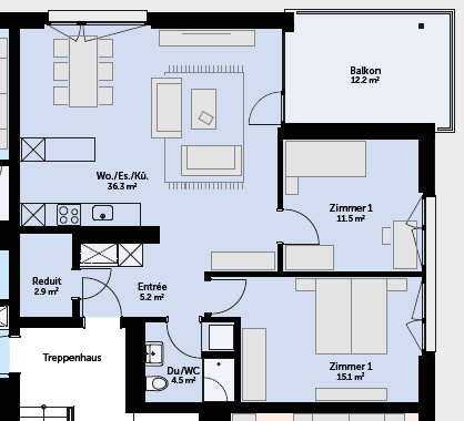Appartement en attique de 2 ½ pièces, photo 5 sur 6