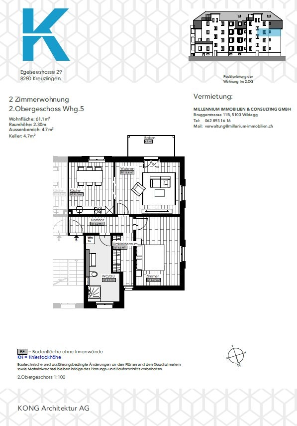 Appartement de 2 pièces, photo 1 sur 5