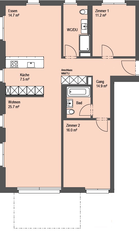 Appartement de 3 ½ pièces, photo 1 sur 9