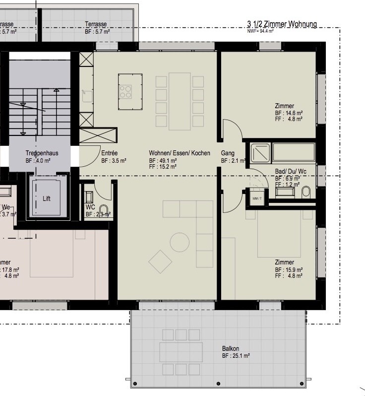 Appartement de 3 ½ pièces