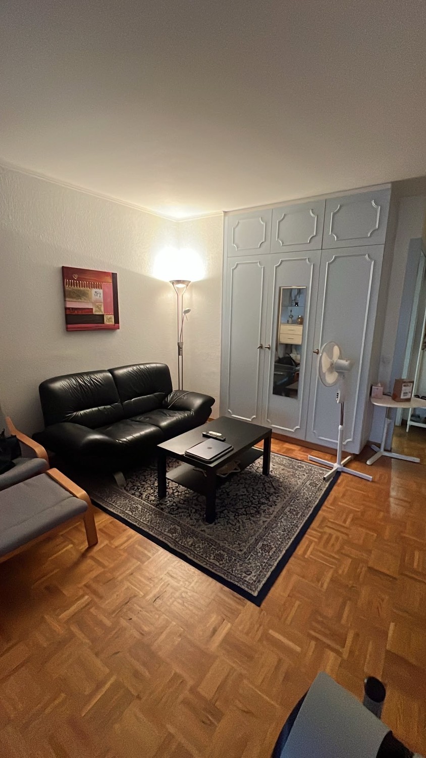Appartement de 2 pièces
Centre-ville de Genève. Charmant appartement de deux pièces de 50 m².
Location directe du propriétaire

Situé à Plainpalais, au quatrième étage, cet appartement comprend :

Un hall d'entrée

Une cuisine séparée et équipée avec un coin repas

Une grande pièce principale avec d, photo 2 sur 5