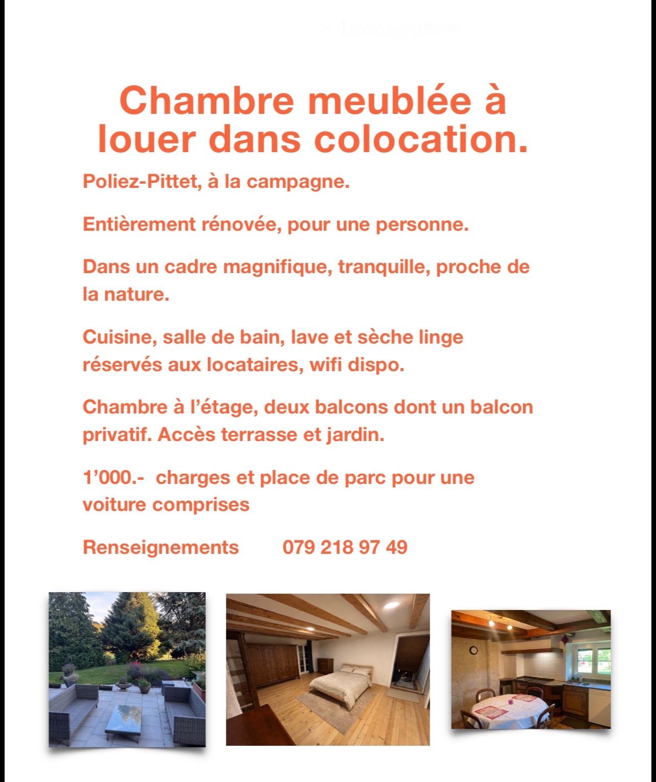 1 chambre, chambre individuelle