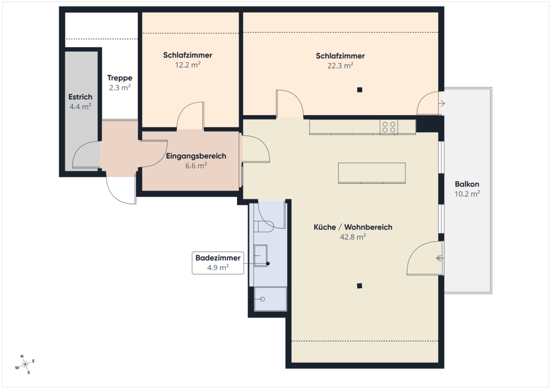 3 ½ pièces appartement au dernier étage