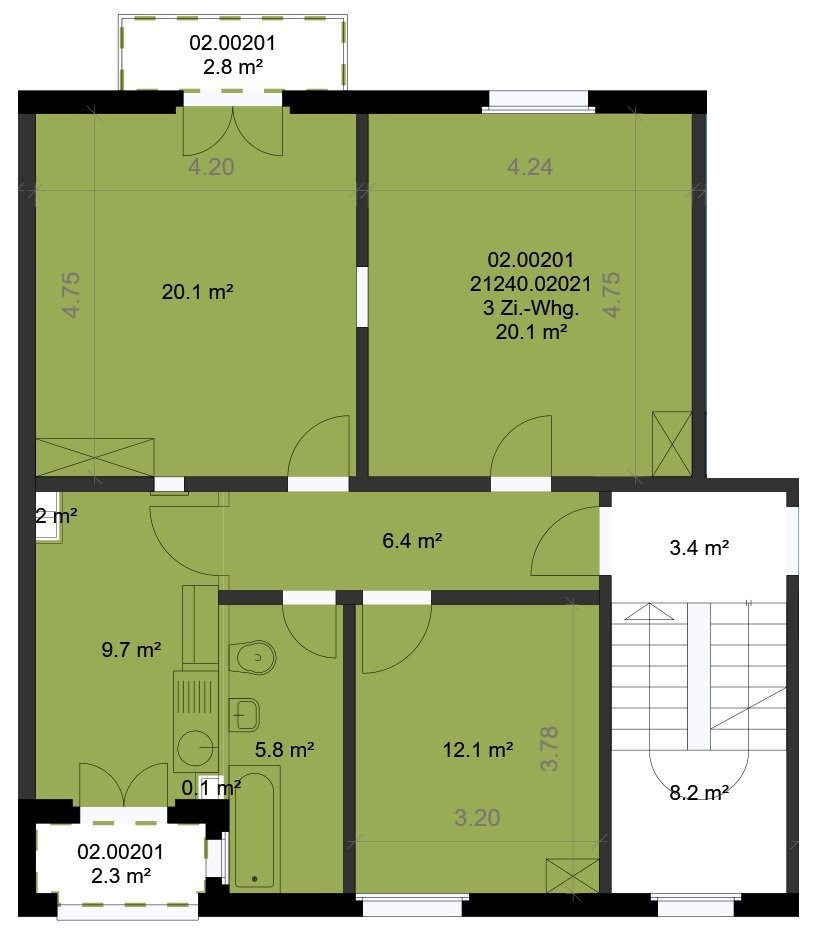 3 rooms apartment