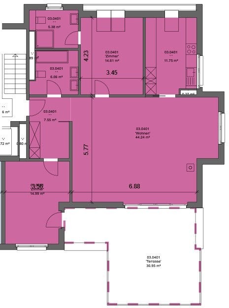 Appartement en attique de 3 ½ pièces