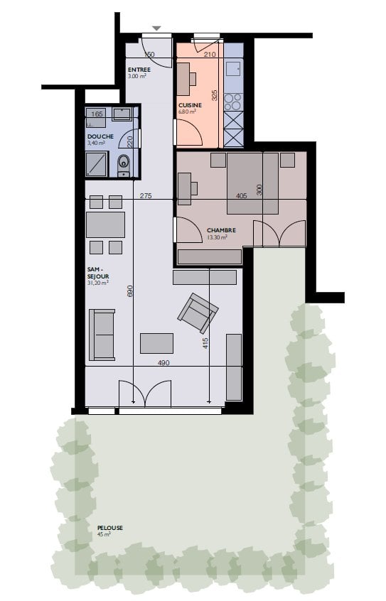 2 ½ rooms apartment