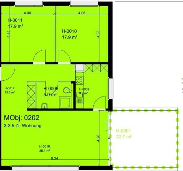 Appartement de 3 pièces
