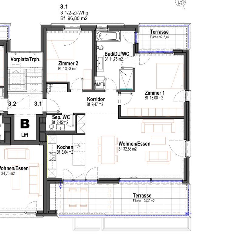 Appartement de 3 ½ pièces
