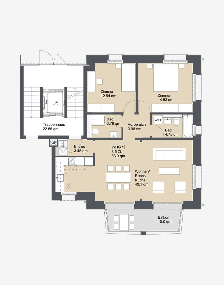 Appartement de 3 ½ pièces, photo 2 sur 5