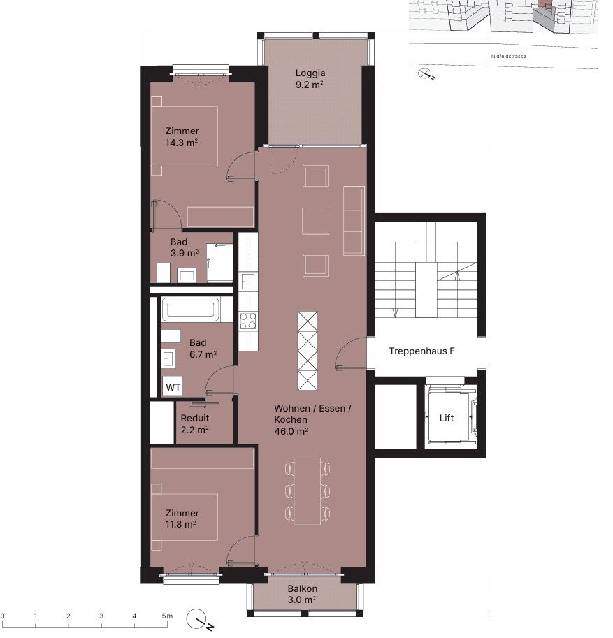Appartement meublé de 3 ½ pièces
