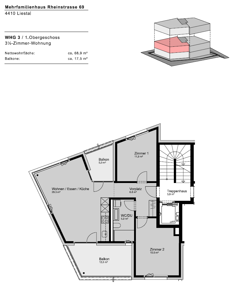 Appartement de 3 ½ pièces
