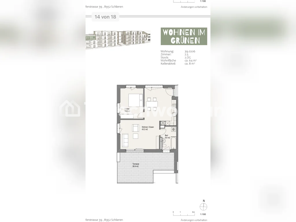 2 ½ rooms apartment, photo 3 sur 4