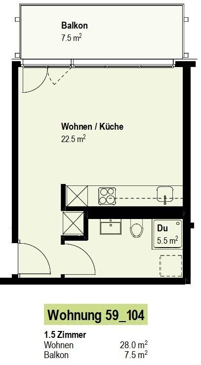 Appartement de 1 ½ pièces, photo 3 sur 5