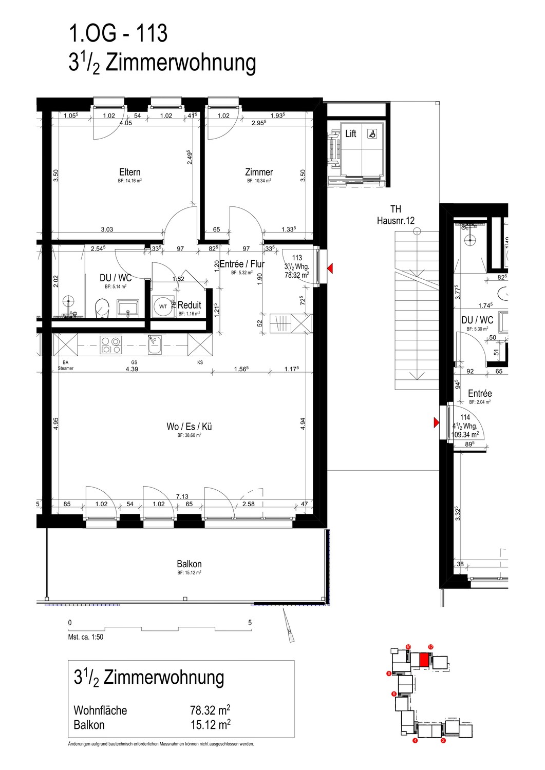Appartement de 3 ½ pièces