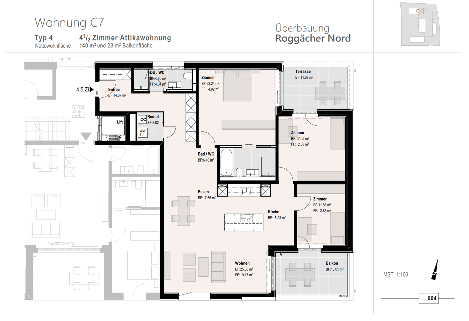 Appartement sous les combles de 4 ½ pièces