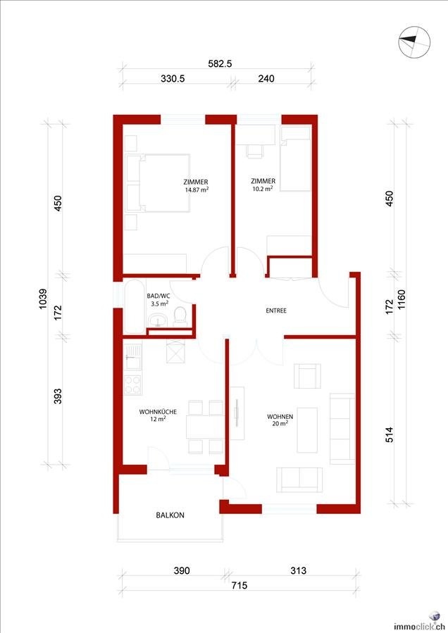 Appartement de 3 ½ pièces