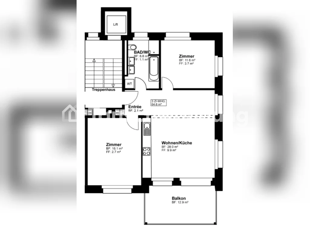 Appartement de 3 pièces
