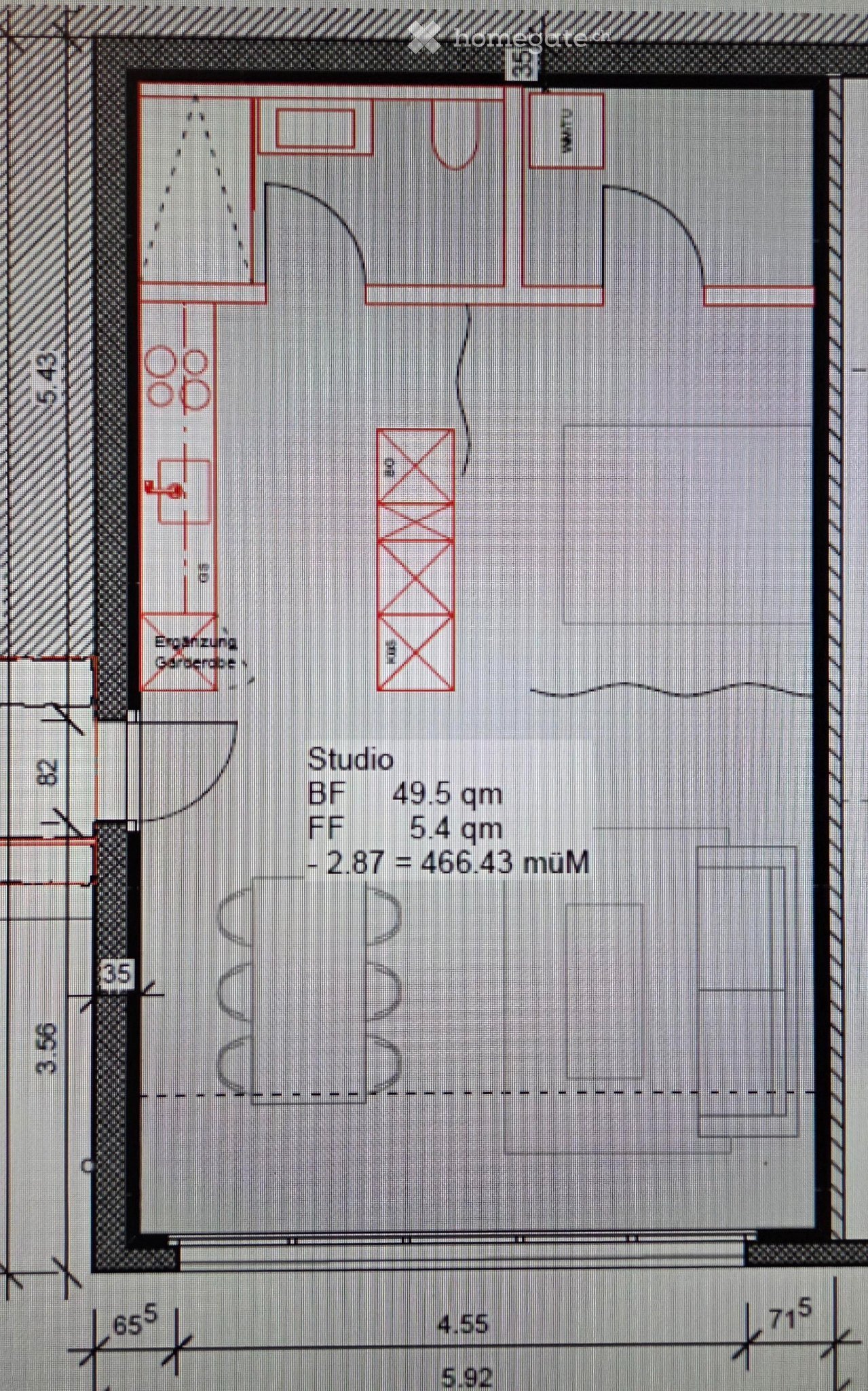 1 ½ rooms apartment
