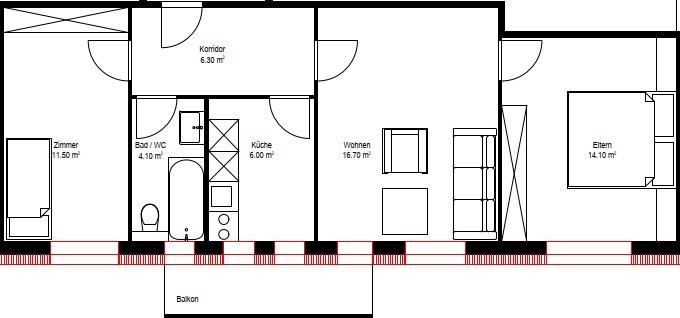 Appartement de 3 ½ pièces