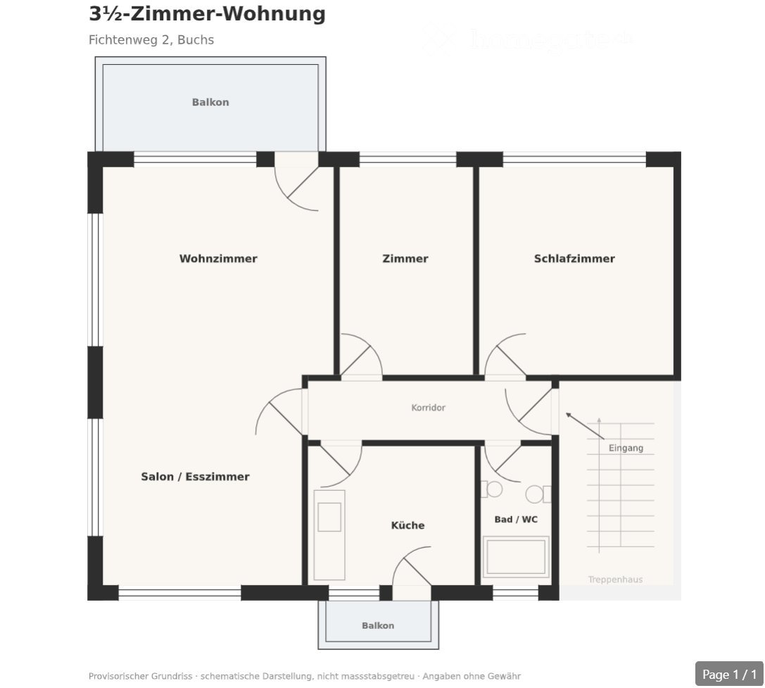 Appartement de 3 ½ pièces, photo 4 sur 5