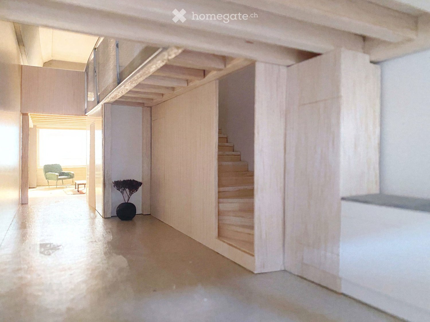 Vie communautaire dans le projet Ostdeck de la coopérative Mietshäuser Syndikat au siège de Pratteln. Ensemble, écologique, équitable.
Appartement en duplex avec un espace de vie à la hauteur exceptionnelle au cœur de l'appartement. Ce type d'appartement sur deux niveaux utilise la hauteur extraordi, photo 1 sur 4