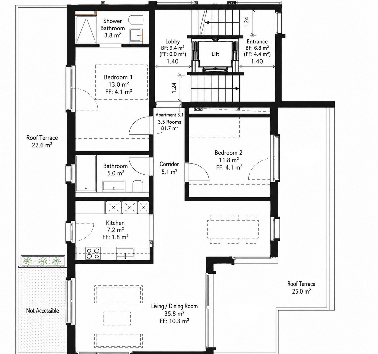 Appartement meublé de 3 ½ pièces
