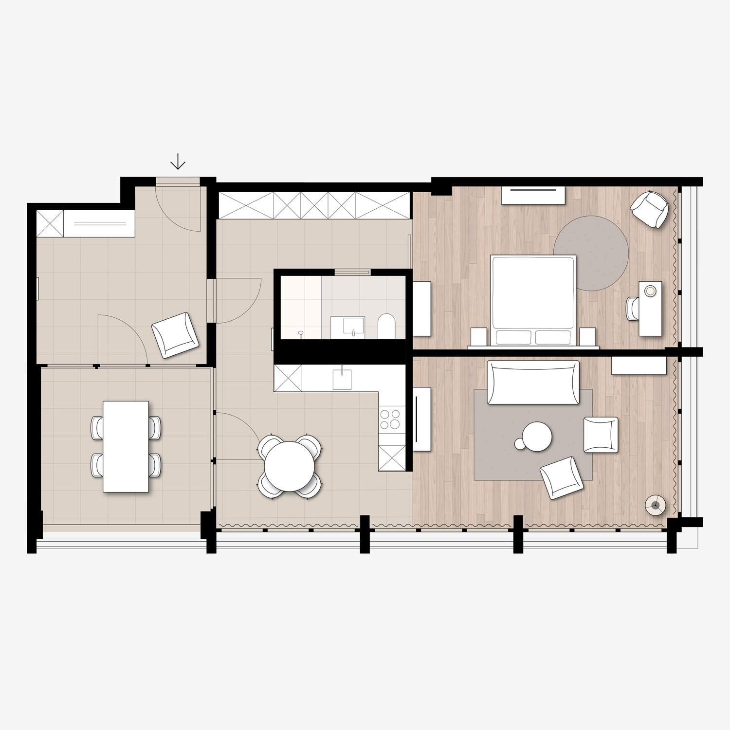 Appartement meublé de 2 ½ pièces