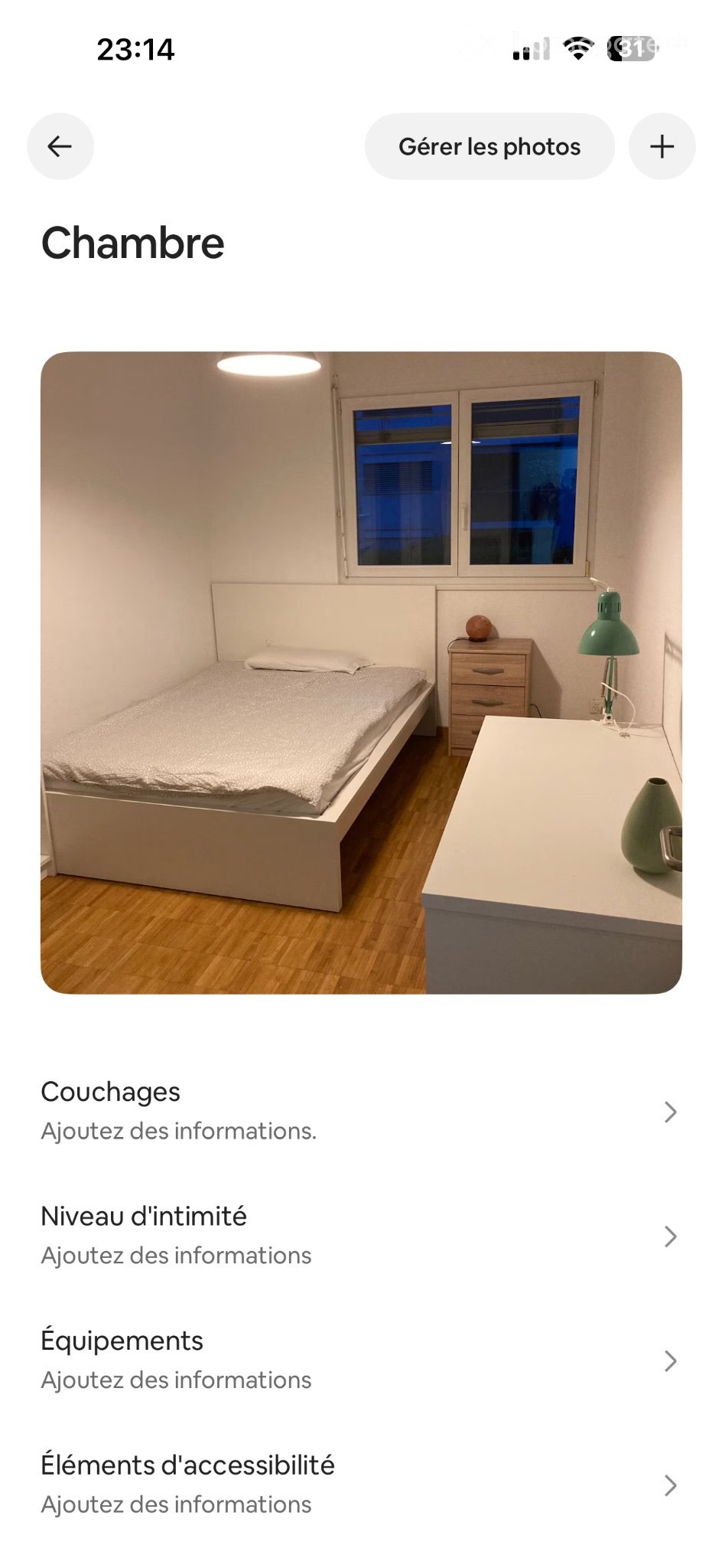 1 chambre individuelle