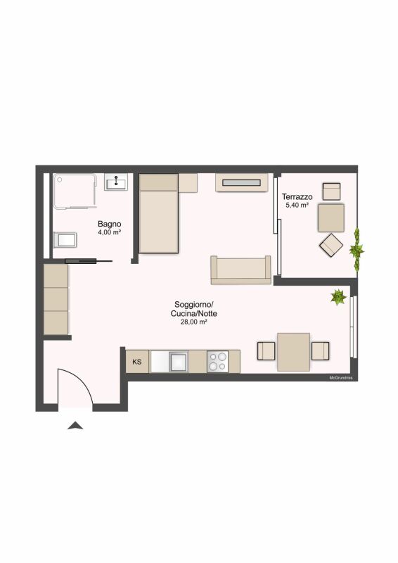 1 ½ rooms apartment