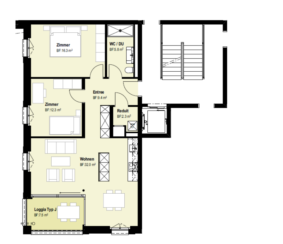 Appartement de 3 ½ pièces