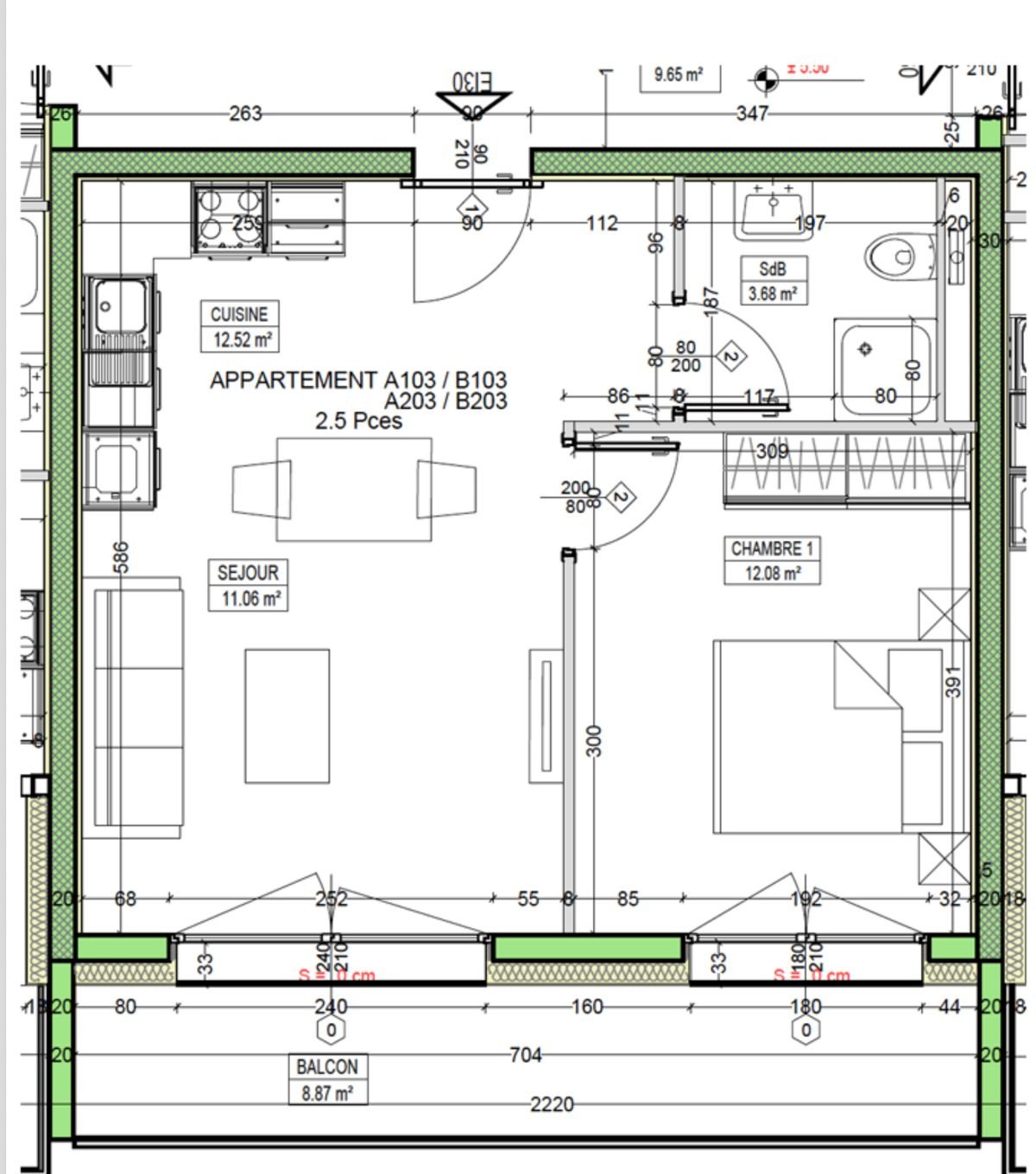 2 ½ rooms apartment