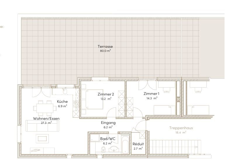 Appartement en attique de 3 ½ pièces