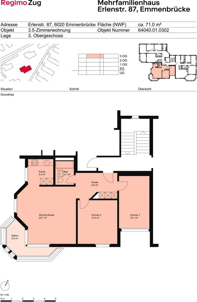 Appartement de 3 ½ pièces